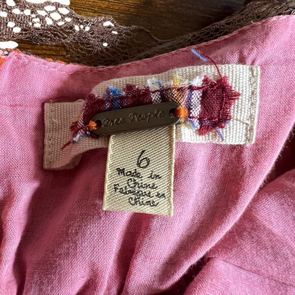 Free People Silk Babydoll Y2K Festival Coachella Lace Trim Hippie Boho Slip XS - Picture 9 of 15